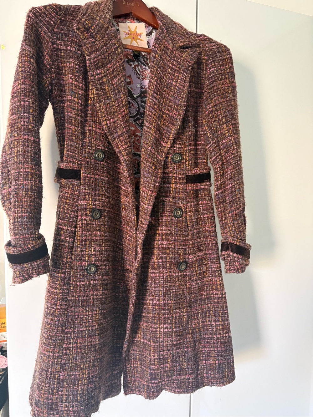 Plenty by Tracy Reese Multi-Color Tweed Double-Breasted Trench Coat